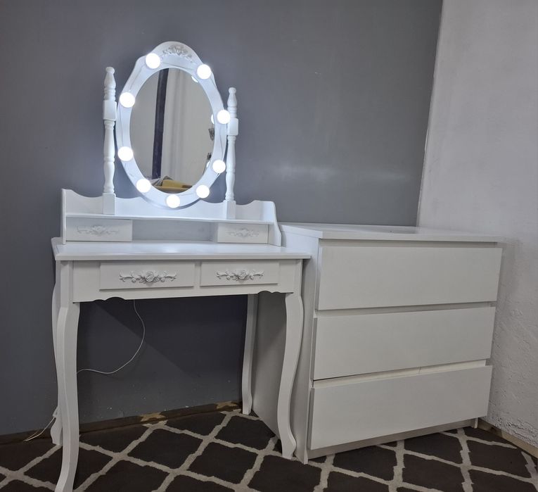 Meble białe zestaw TOALETKA Komoda SZAFA + GRATIS Transport