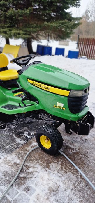 Traktorek kosiarka John deere x300r z koszem hydro kawasaki v2 pług
