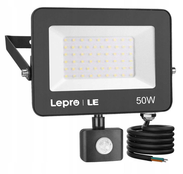 LEPRO 50W LED Strahler Z Czujnikiem Ruchu Zewnętrzny 4200LM IP54