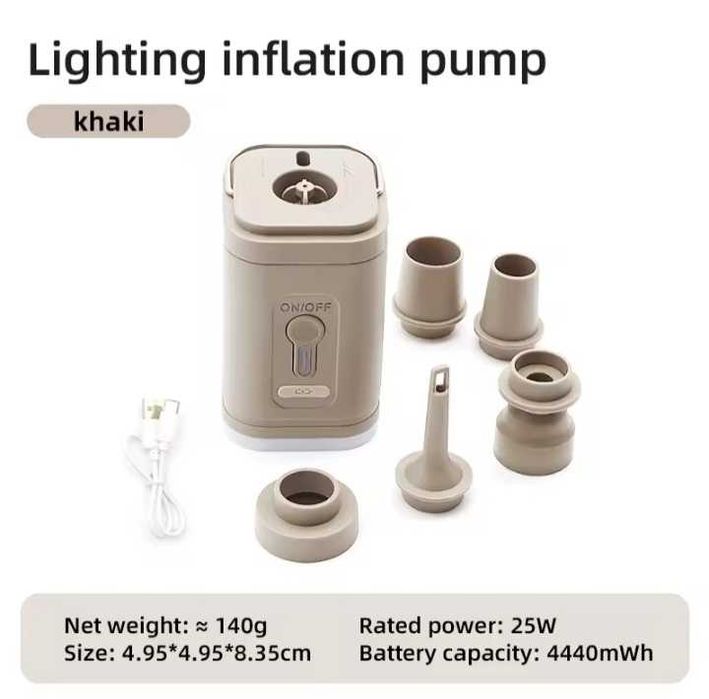 Elektryczna pompka z akumulatorem! 3 w 1 z oświetleniem
