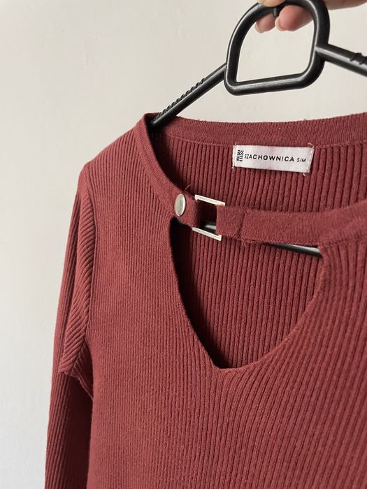 Sweter z ozdobą bordo XS/S/M