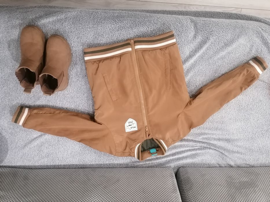 trzewiki sztyblety chłopięce 29 kurtka 122  jesień beż brąz komplet