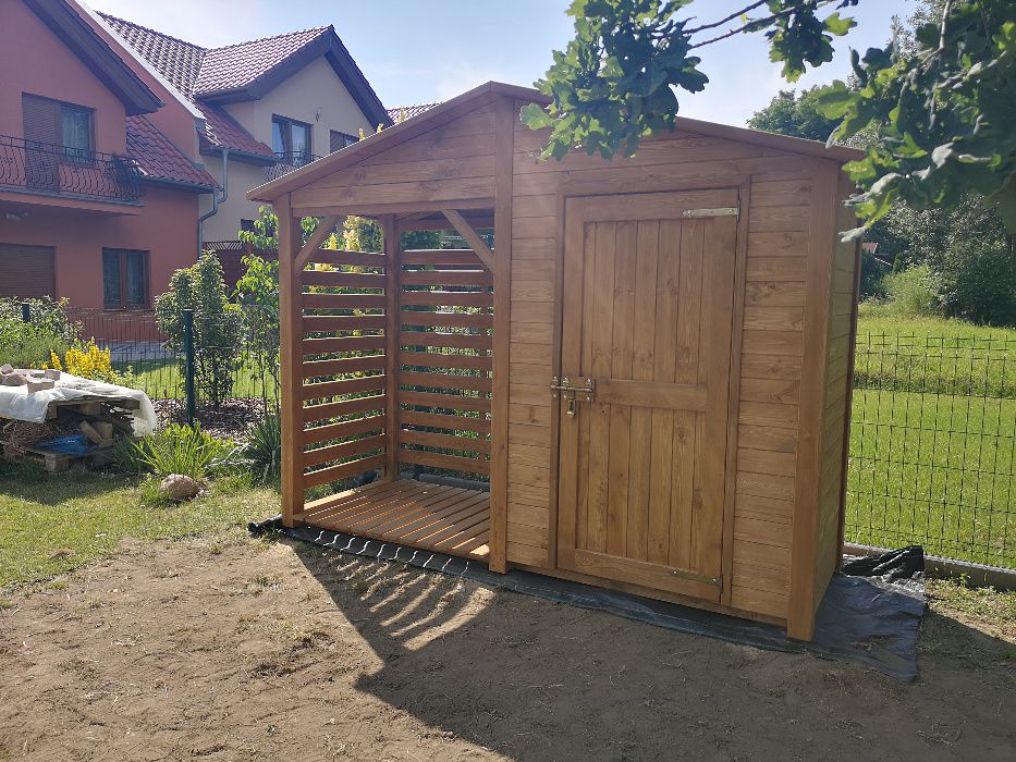 Drewutnia z domkiem narzędziowym 3,14 x 1,1m z dachem dwuspadowym