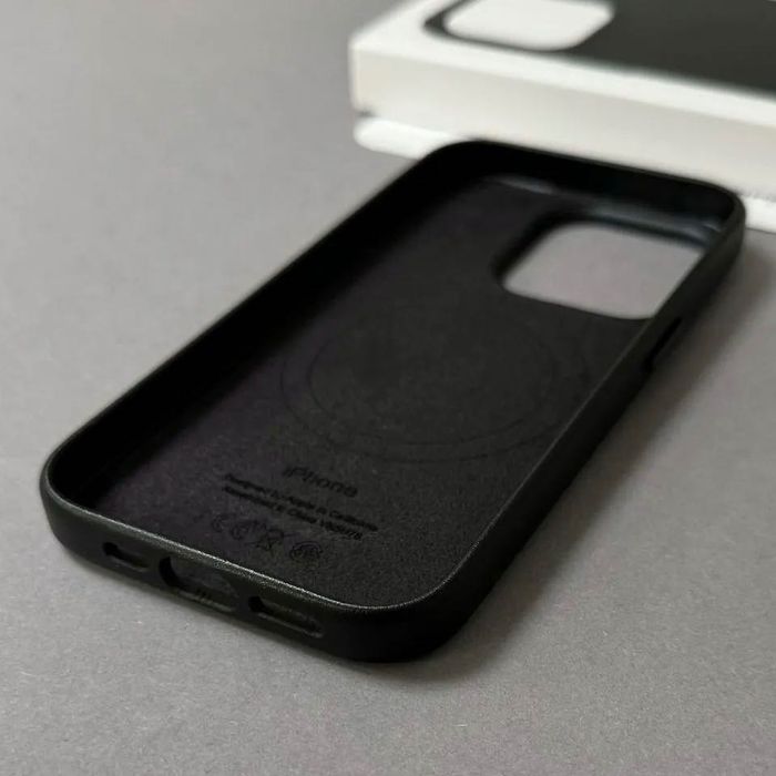 Шкіряний чохол-накладка з MagSafe для iPhone 13/14/15 (Чорний) | Кожаный чехол с Магсейф на телефон Айфон 13/14/15 | Leather Case для iPhone (Black)
