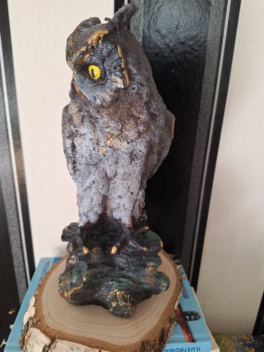 Duża piękna sowa świeca figurka nowa 27 cm