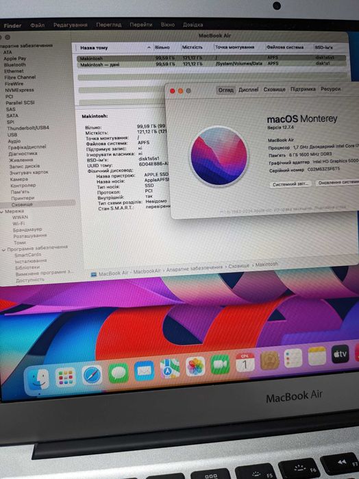 Macbook Air 2014  128 Gb акум 100%