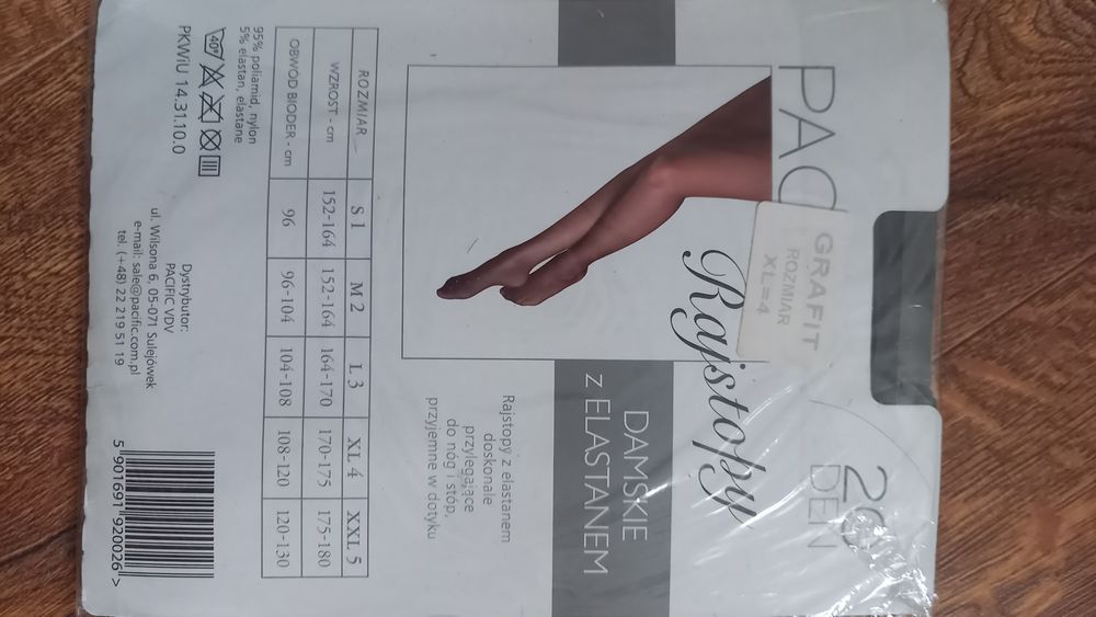 Rajstopy 20 den grafit roz.xl Pacyfic