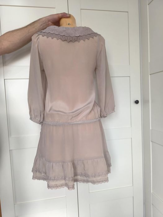 Sukienka krótka długi rękaw lekka silk cotton boho 10 M 38 Warehouse