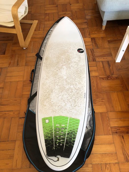Surfboard NSP Hybrid Element White 6'4 + Boardbag + Leash