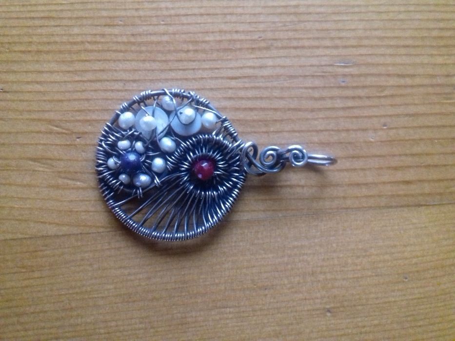 Zawieszka yin i yang srebrna wire wrapping