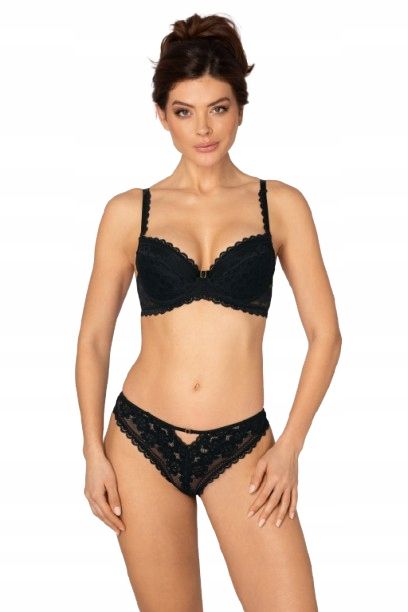 Róża Majtki Damskie - Stringi Koronkowe Czarne R. M