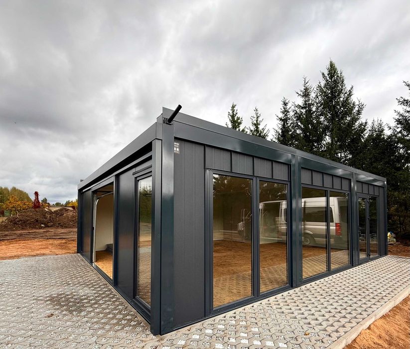 kontener pawilon wystawowy garaż oszklony