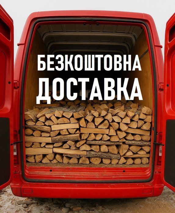 Дрова дуб, береза, вільха, безкоштовна доставка 2-18 м3