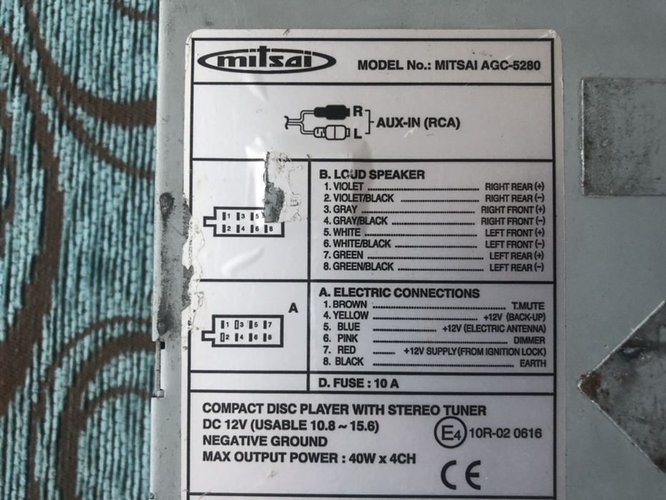 Radio automóvel USB/SD/MP3/CD Player