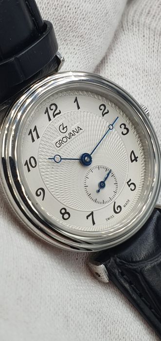 Śliczna, damska Grovana Classic Small Second - szafir - Swiss Made