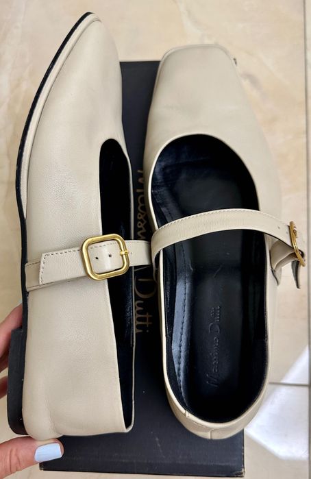 Massimo Dutti шкіряні балетки мері джейн бежеві кожаные бежевые туфли