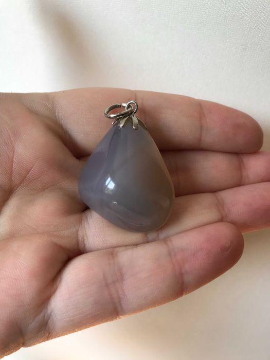 Wisiorek agat szary naturalny zawieszka Byk Bliźnięta Panna i Skorpion