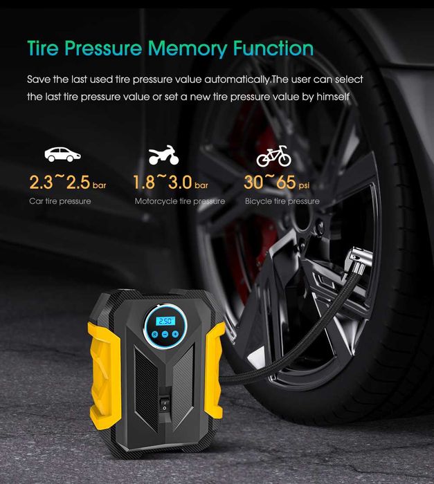 Compressor ar encher pneus bicicleta carro mota bola 12v isqueiro NOVO