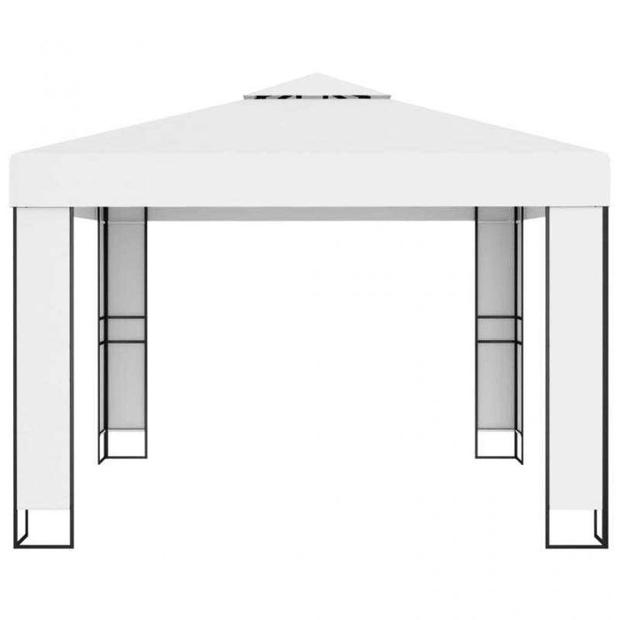 Gazebo com Toldo Duplo e Luzes LED 3x3 m – Branco