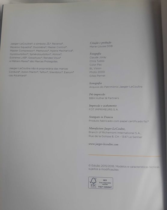 Soberbo Catálogo Relógios Jaeger-leCoultre
