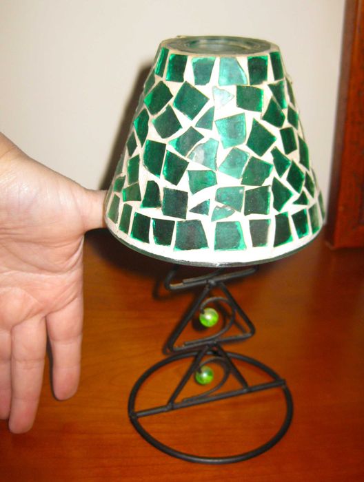 Candeeiro de Vela com Abajur em Vidro