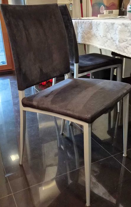 Mesa vidro extensível e 4 cadeiras