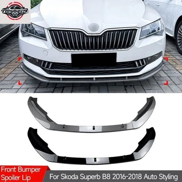 Губа на передний бампер накладка бампер сплитер Skoda Superb шкода