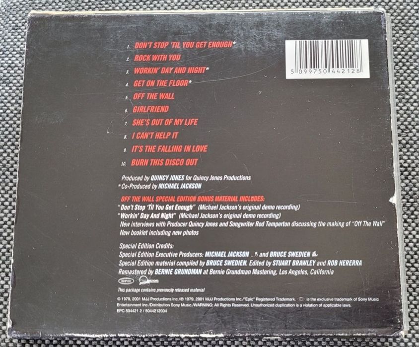 Michael Jackson Off The Wall Special Edition CD Slipcase