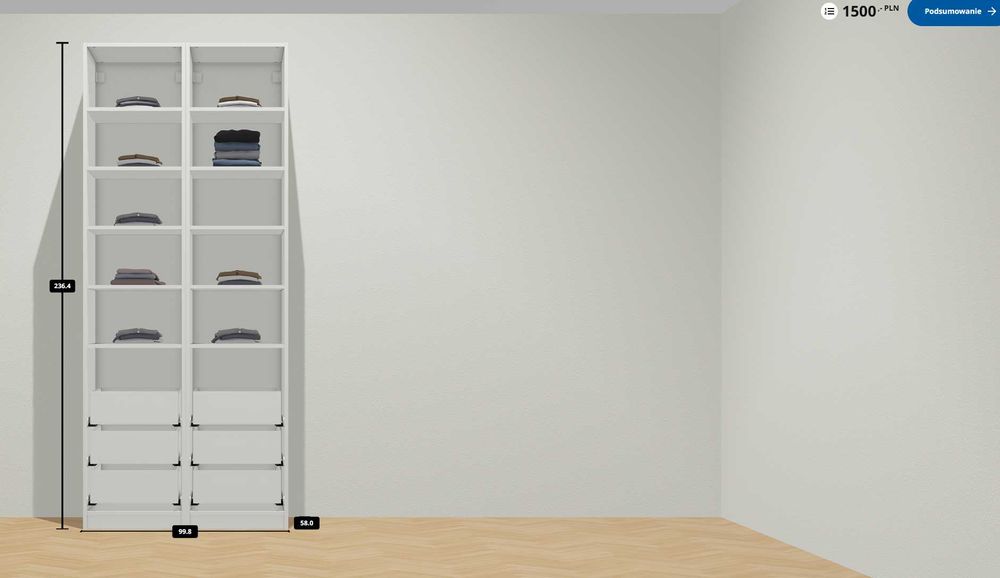 Szafa IKEA PAX 100cm (2x50) | 6 szuflad + 10 półek | Stan BDB