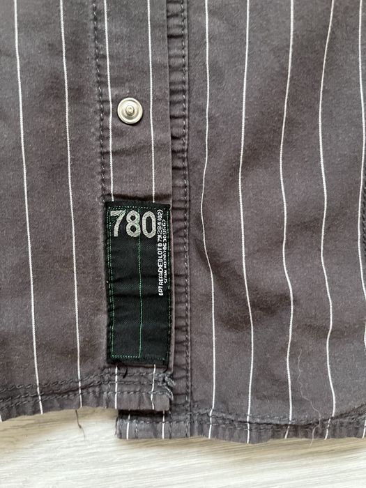 Next size M koszula męska szara w prążki pagony kieszenie naszywki