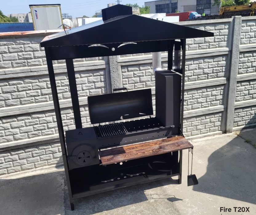 • 4мм! ПОСИЛЕНИЙ Мангал 4в1 з Дахом/Кришею, Коптильня та Піч Під Казан