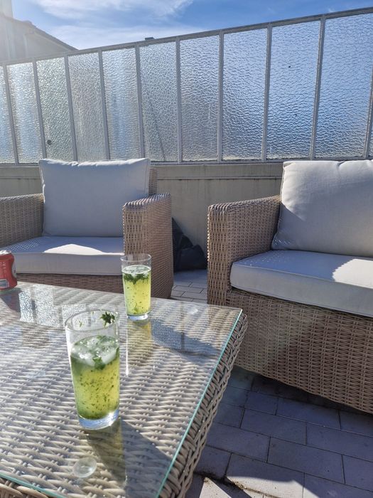 Conjunto jardim relax sofá mesa