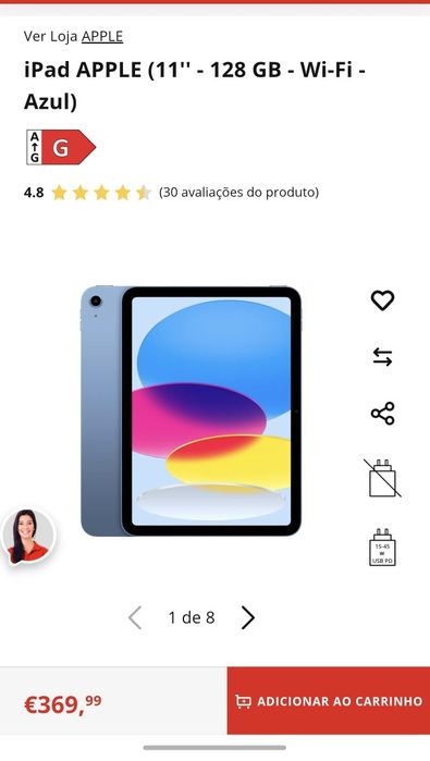 iPad 11" 128GB Azul Wifi, VENDIDO C/Garantia Aceito Retomas