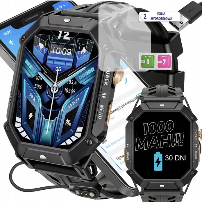 NOWY smartwatch Oukitel BT80 1000 mAh do 30 DNI ROZMOWY PULS Prezent