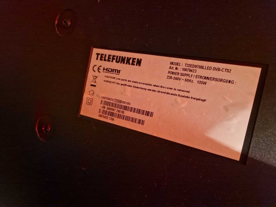 tv 32' Telefunken T32ED970BLLED DVB-C TS2 LED
