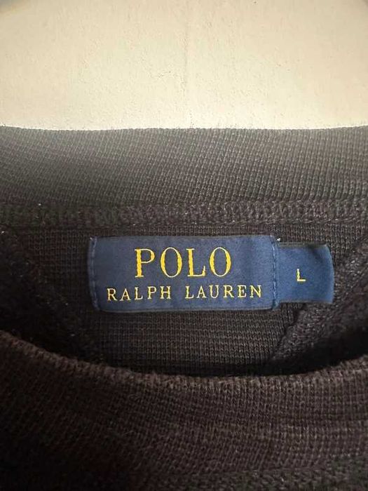 Polo Ralph Lauren Vintage Crewneck Sweatshirt Black Big Logo Haft M/L 90s Y2K