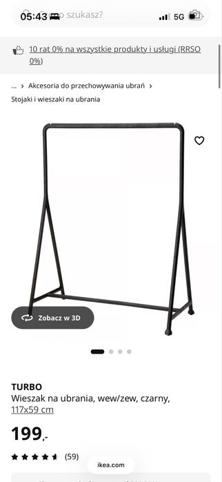 Stojak na ubrania / Wieszak stojacy TURBO Ikea