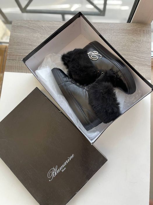 Кроссовки сапоги 36 37 blumarine  zara хутро зима кролик шкіра кожа