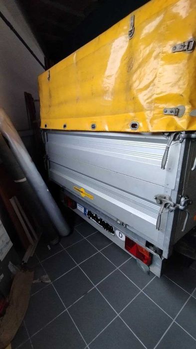 Reboque duplo basculante, hidráulico, matr nacional COMO NOVO