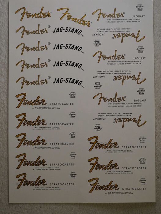 Деколи - Золото для реставрации Fender