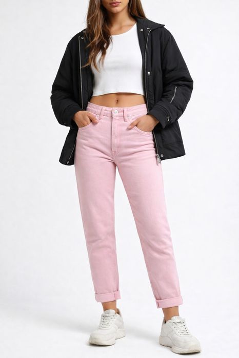 REPLAY Slim Boyfit 573 BIO рожеві джинси висока посадка W27 L32 оригінал жіночі денім