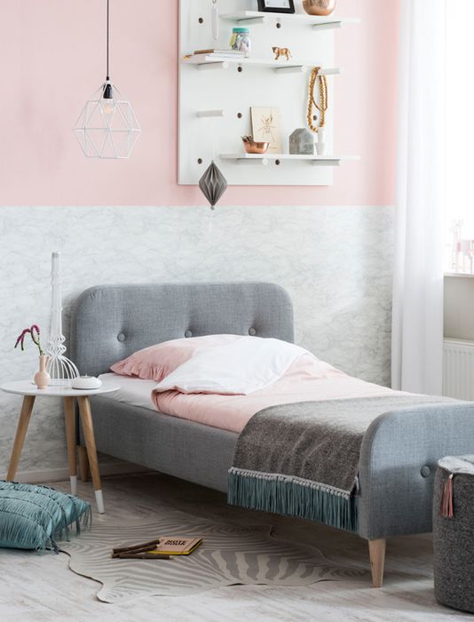 Łóżko tapicerowane Kids Concept, skandynawskie, pod materac 90x200