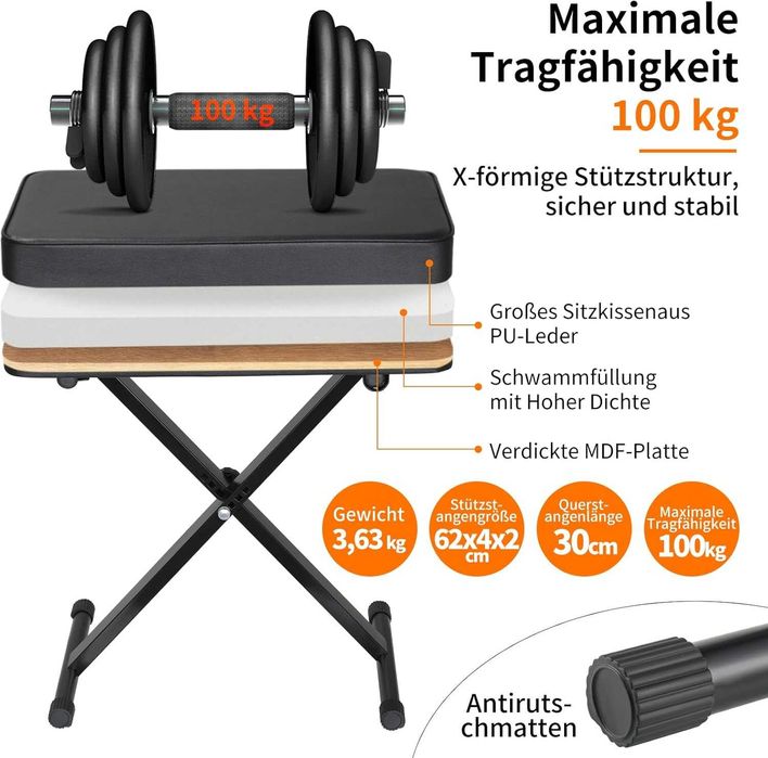 Nowa ławka / pianino / keyboard / do fortepianu / stołek / składany / W693!
