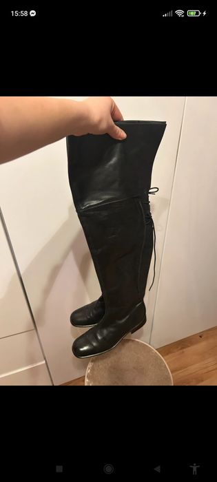 Skórzane długie kozaki damskie