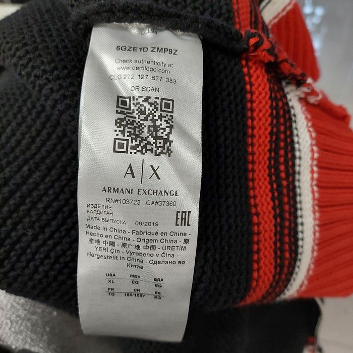 Armani exchange sweter męski rozpinany czarny rozmiar XL