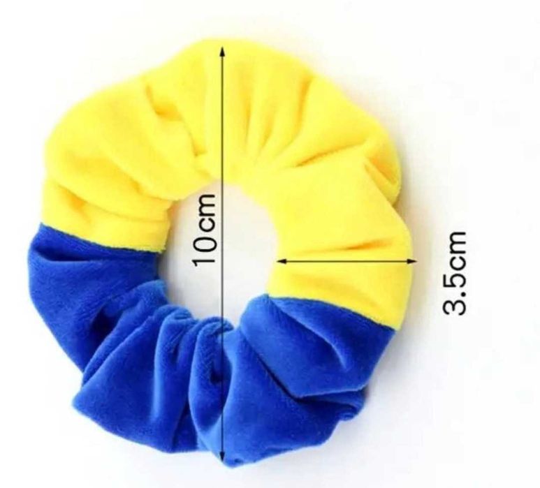 Гумка велюрова для волосся патріотична (жовто-блакитна) 10см