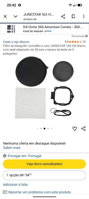 Lente para fotos subaquáticas