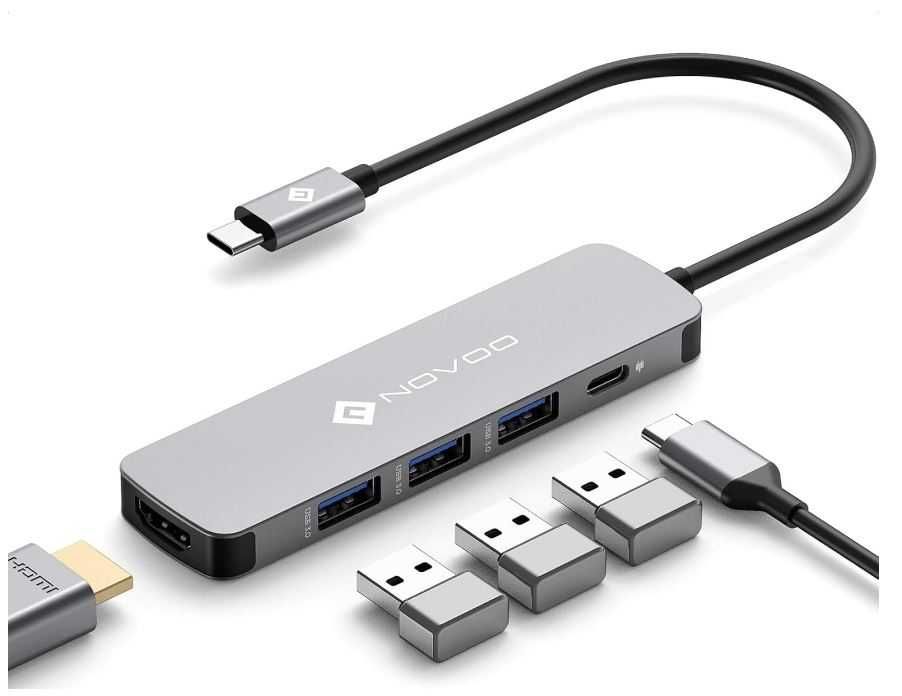 NOVOO Adapter USB C Hub HDMI USB C z 100 W PD