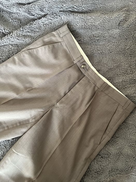 Jasno brazowe spodnie garniturowe L