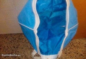 Saco Multiusos com apliques em pele cor azul e branco - Bom estado